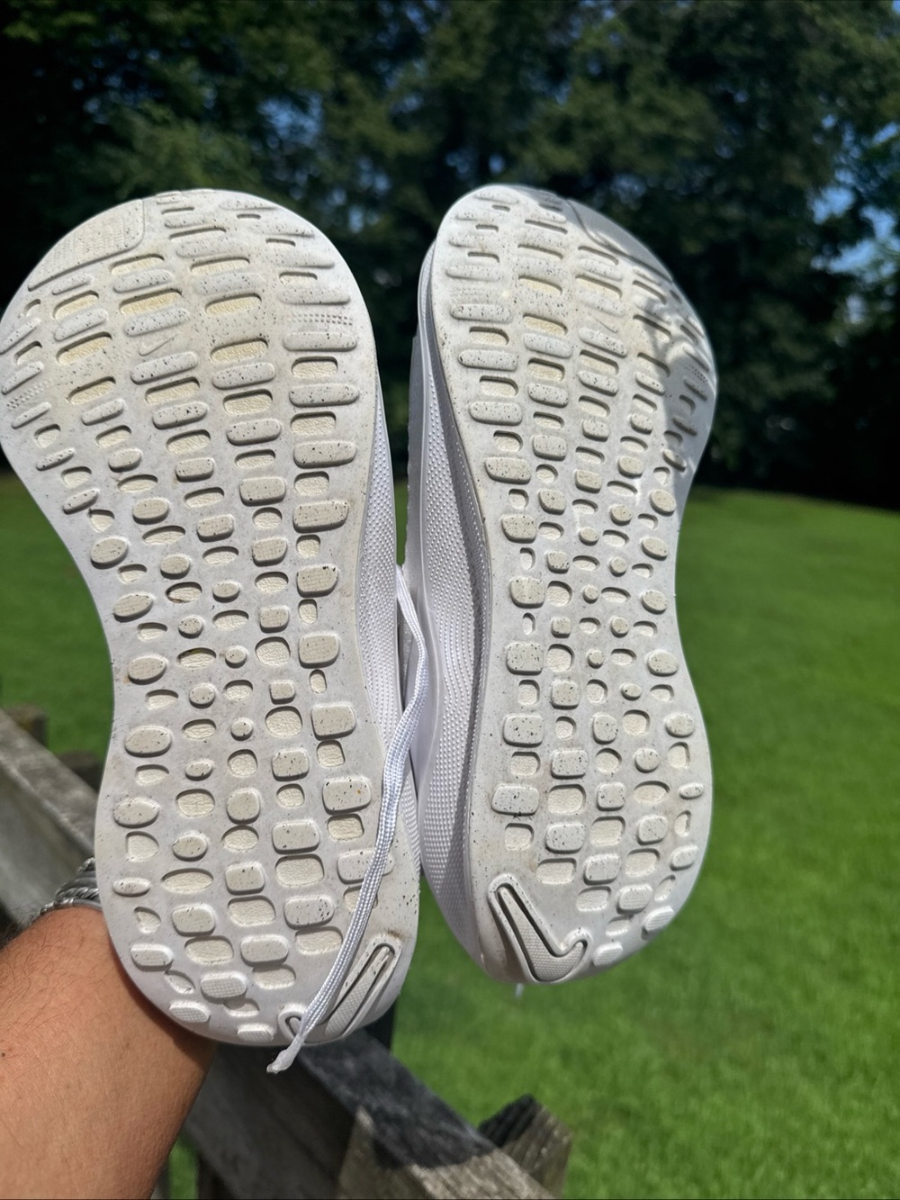 Nike White Knit Running Sneakers with Visible Swoosh - Picture 6 of 6